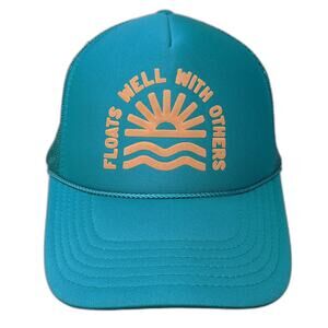 OTTO Trucker Hat Blue Orange Snapback One Size Floats Well With Others Mesh Back